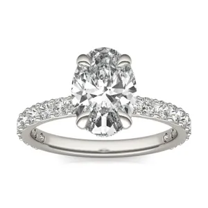 Oval Custom Hidden Halo Bold 3/4 Eternity Engagement Ring Setting image, 